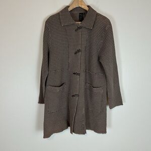 FOCUS CASUAL LIFE Brown Waffle Knit Button-Up Lagenlook Jacket Women's Size M